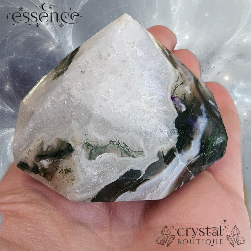 Moss Agate Octagonal Pyramid / Diamond shape