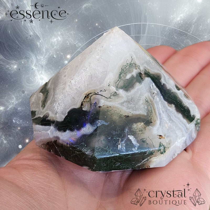 Moss Agate Octagonal Pyramid / Diamond shape