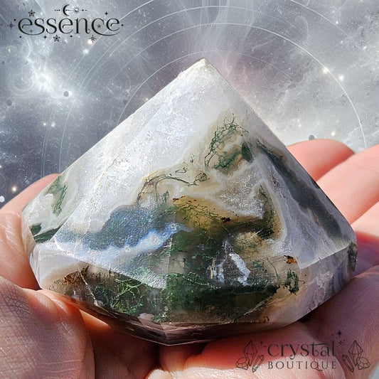 Moss Agate Octagonal Pyramid / Diamond shape