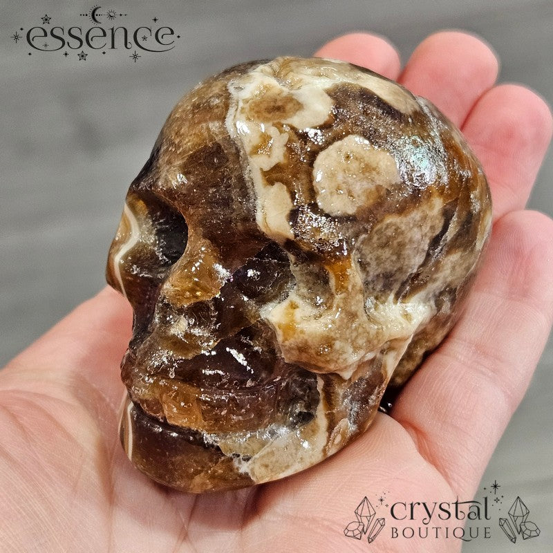 Amber Calcite Skull