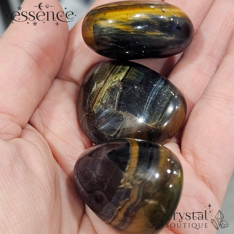 Falcon Eye with Tigers Eye Tumbled Stone