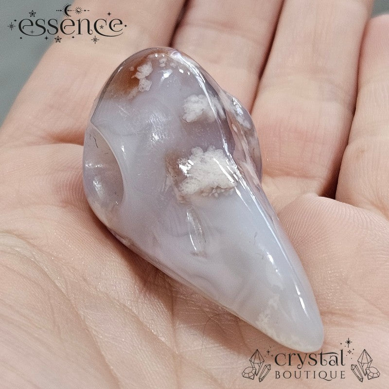 Flower Agate Raven Skull 25g