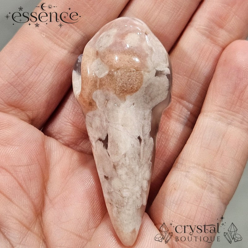 Flower Agate Raven Skull 24g