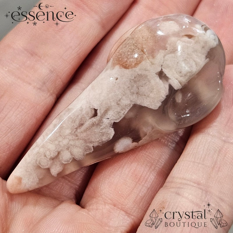 Flower Agate Raven Skull 24g