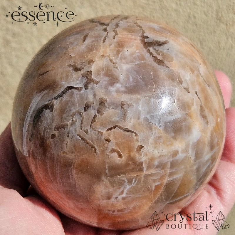 Peach Moonstone with Smokey Quartz Sphere