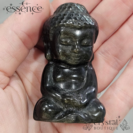 Black obsidian With Golden Sheen Buddha