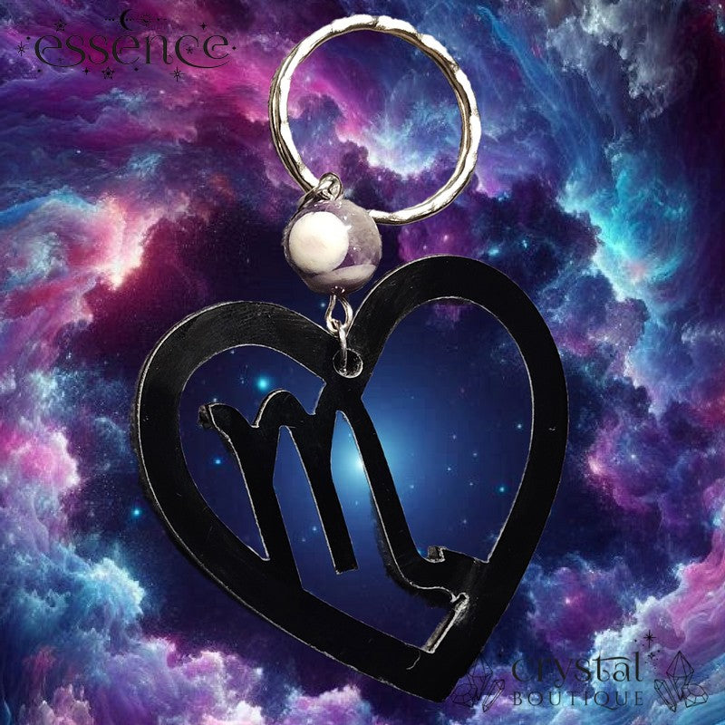 scorpio Heart Key Chain with Dream Amethyst Bead