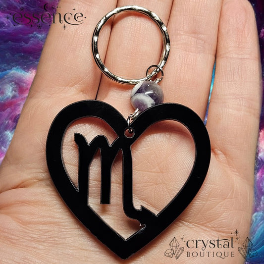 scorpio Heart Key Chain with Dream Amethyst Bead