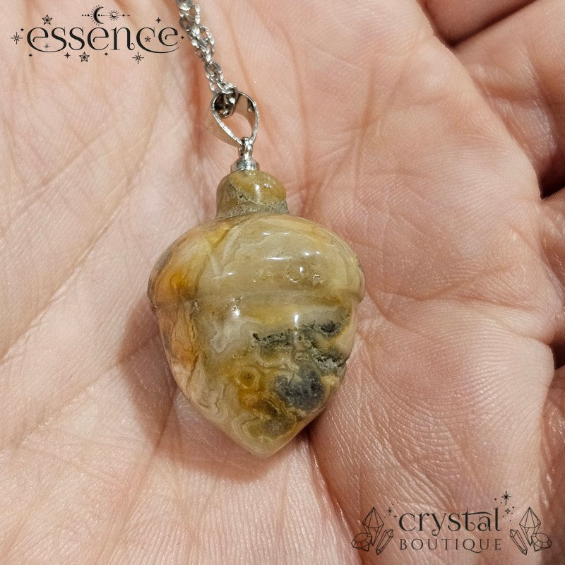 Crazy Lace Agate Acorn Necklace