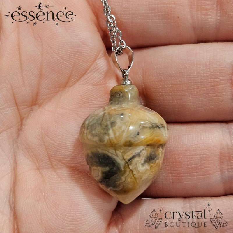 Crazy Lace Agate Acorn Necklace