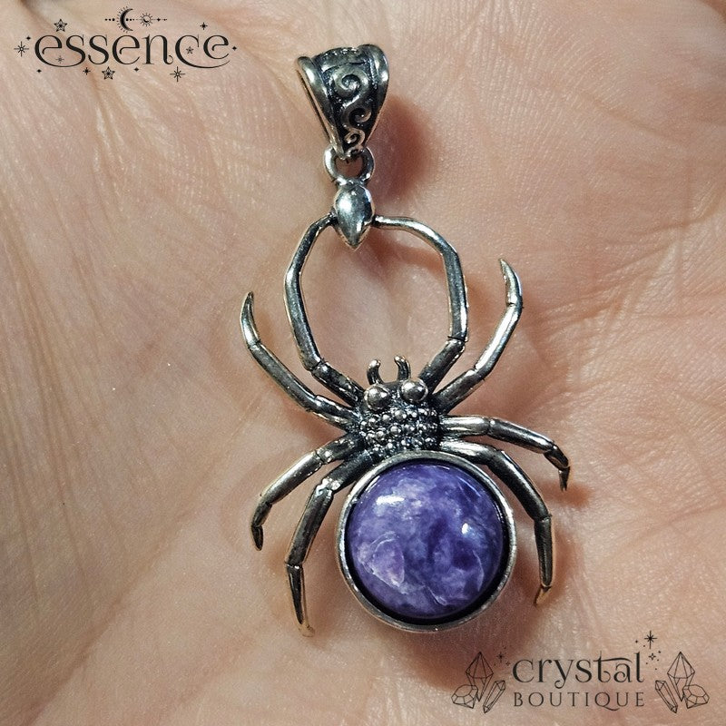 S925 Charoite Spider Pendant