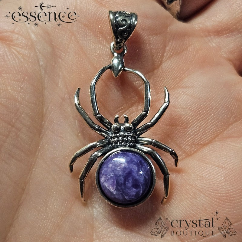 S925 Charoite Spider Pendant