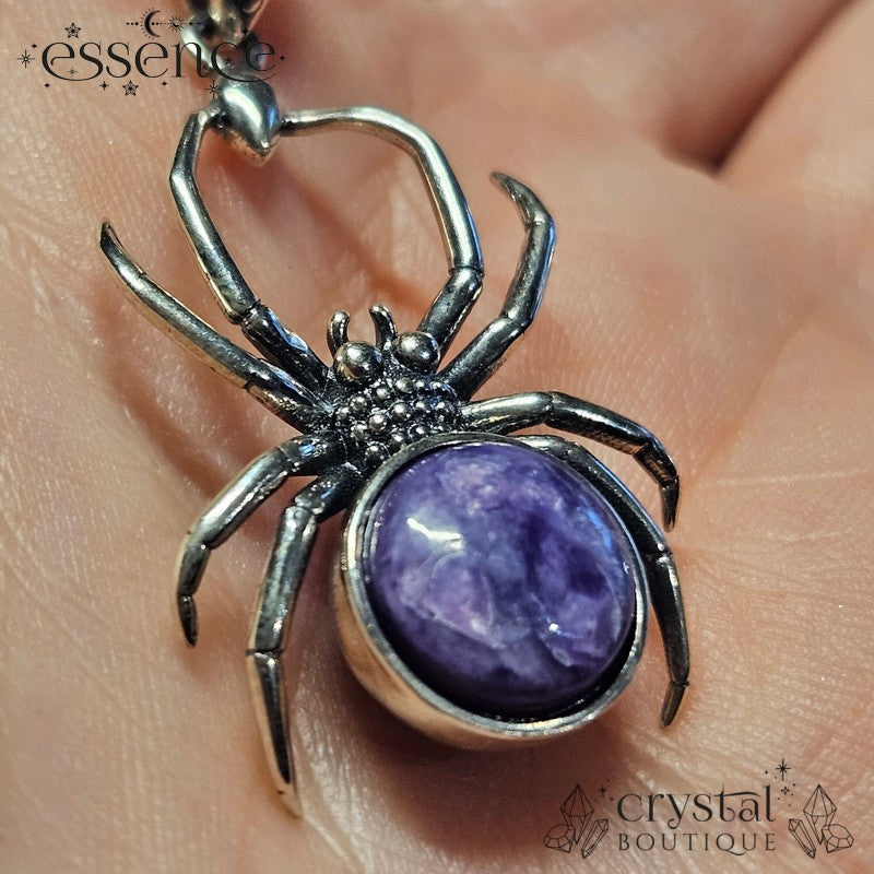 S925 Charoite Spider Pendant