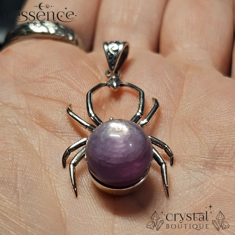 S925 Lepidolite Spider Pendant