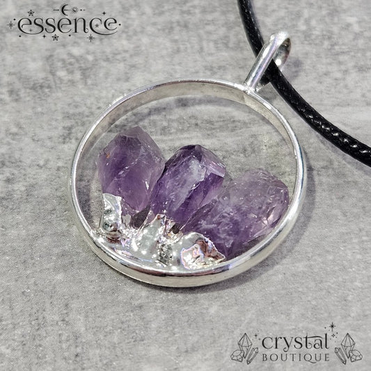 Pendant Ring with 3 Amethyst Points