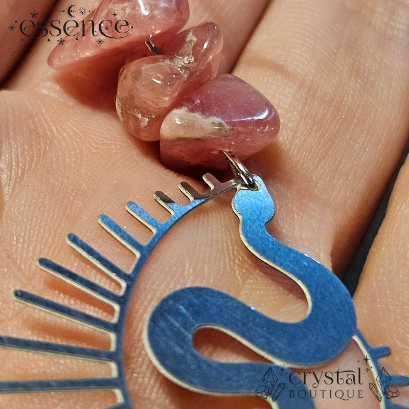 Rhodochrosite Snake Earrings