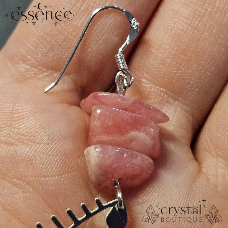 Rhodochrosite Snake Earrings