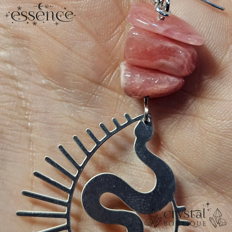 Rhodochrosite Snake Earrings