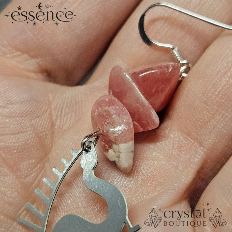 Rhodochrosite Snake Earrings