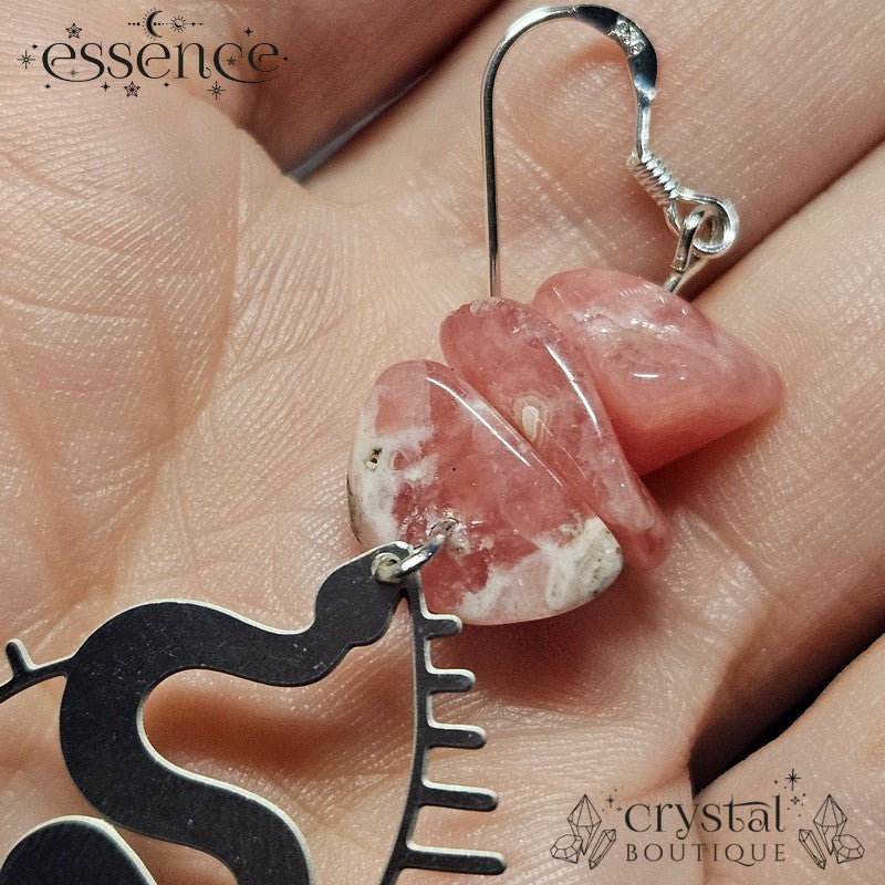 Rhodochrosite Snake Earrings