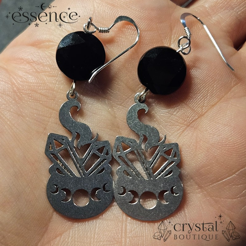 Black Onyx Cauldron Earrings