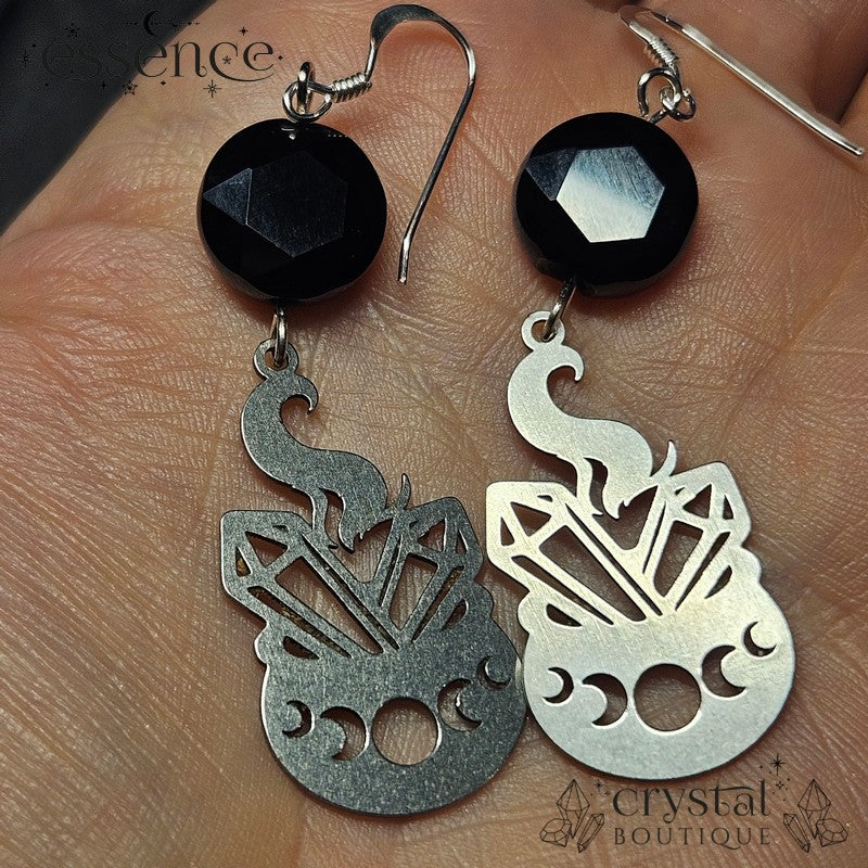 Black Onyx Cauldron Earrings