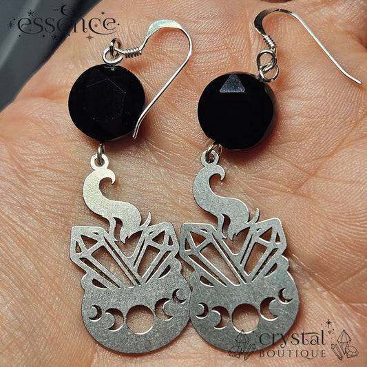 Black Onyx Cauldron Earrings