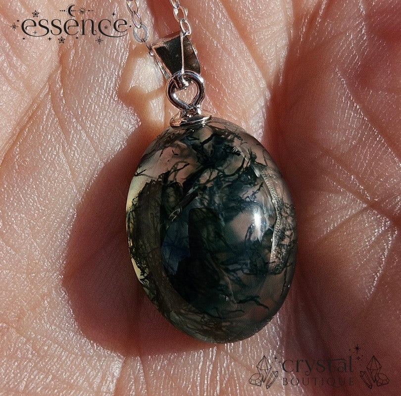 Moss Agate pendant with an S925 chain