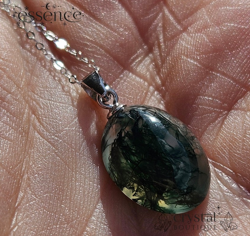 Moss Agate pendant with an S925 chain