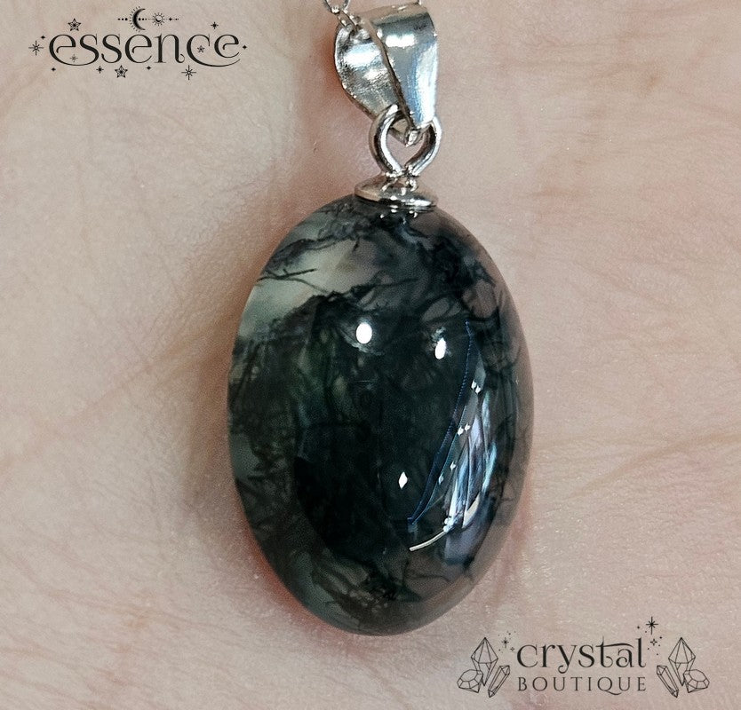 Moss Agate pendant with an S925 chain