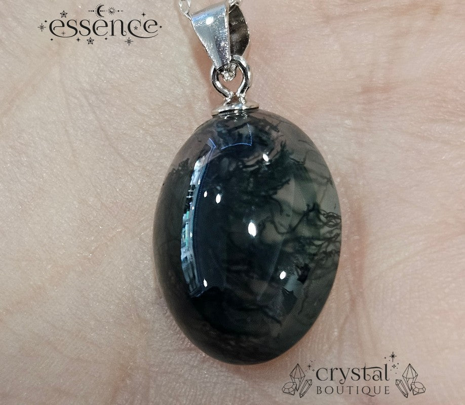 Moss Agate pendant with an S925 chain