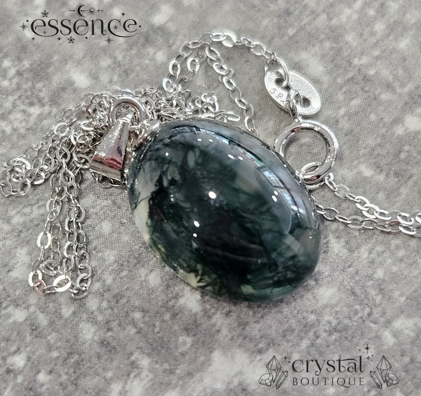 Moss Agate pendant with an S925 chain