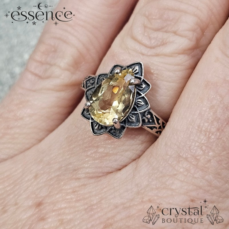 Faceted Citrine Adjustable S925 ring