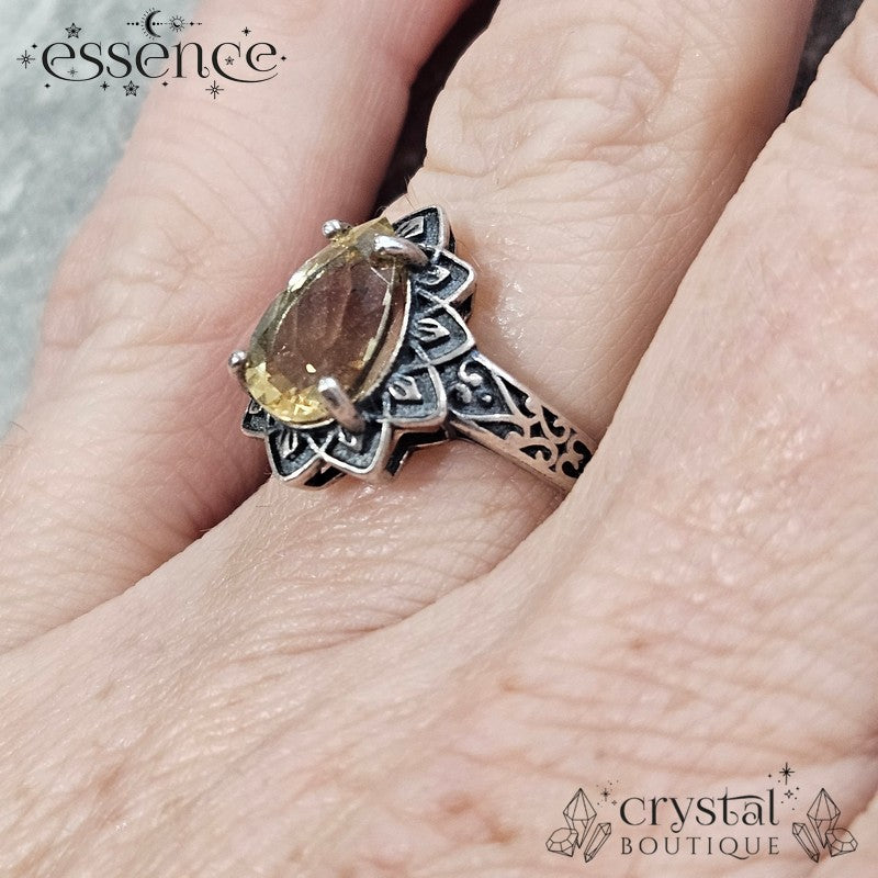 Faceted Citrine Adjustable S925 ring