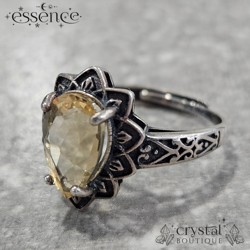 Faceted Citrine Adjustable S925 ring