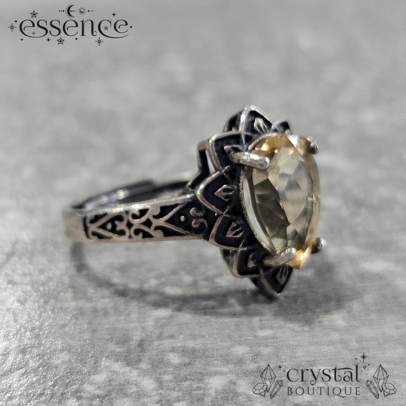 Faceted Citrine Adjustable S925 ring