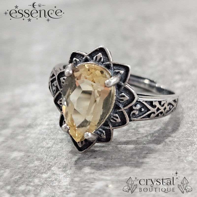 Faceted Citrine Adjustable S925 ring