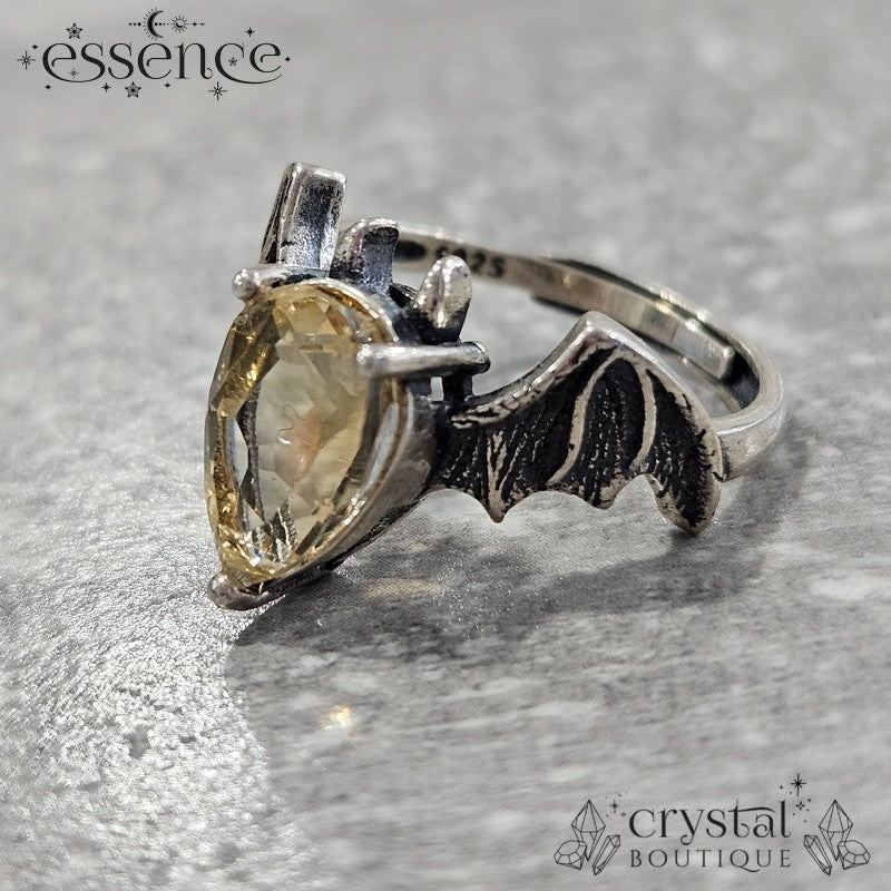 Faceted Citrine Bat Adjustable S925 ring