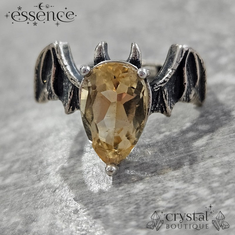 Faceted Citrine Bat Adjustable S925 ring