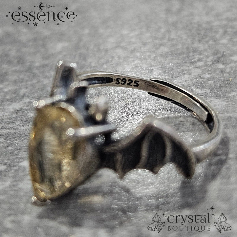 Faceted Citrine Bat Adjustable S925 ring