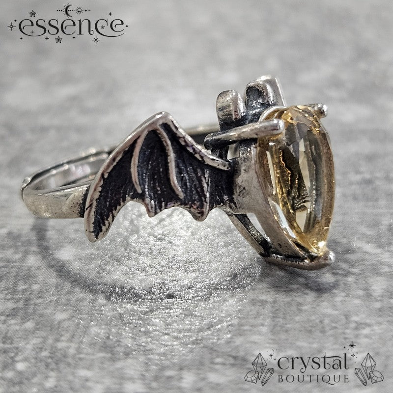 Faceted Citrine Bat Adjustable S925 ring