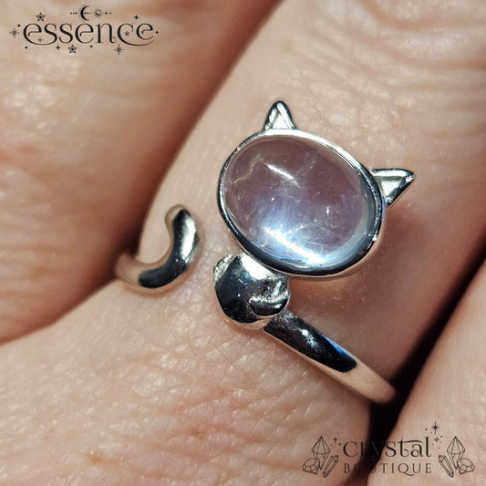 Aquamarine cat S925 ring