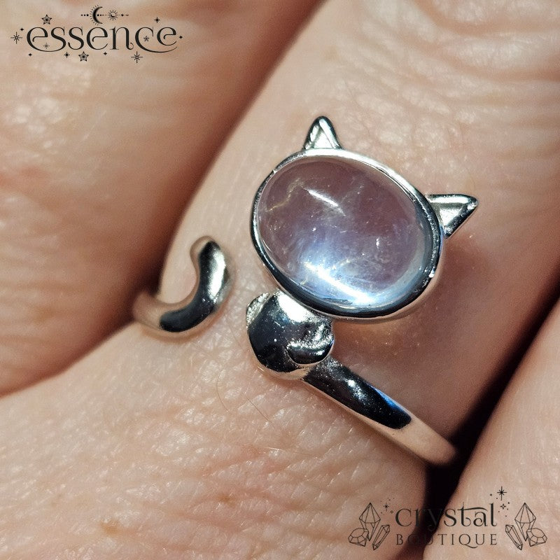 Aquamarine cat S925 ring