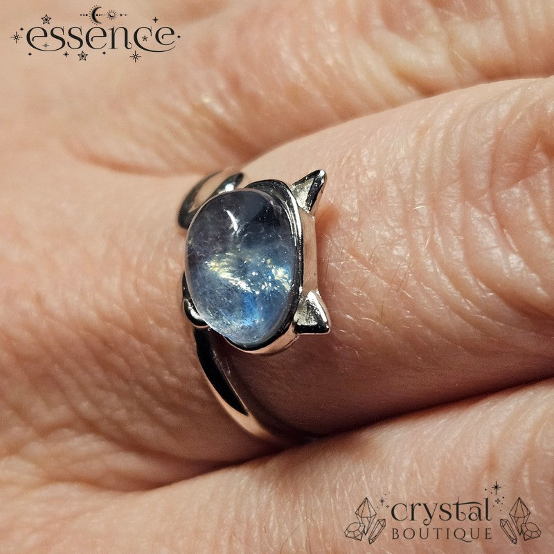 Aquamarine cat S925 ring