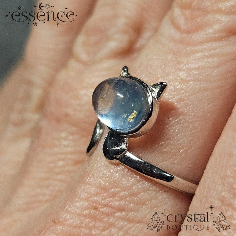 Aquamarine cat S925 ring