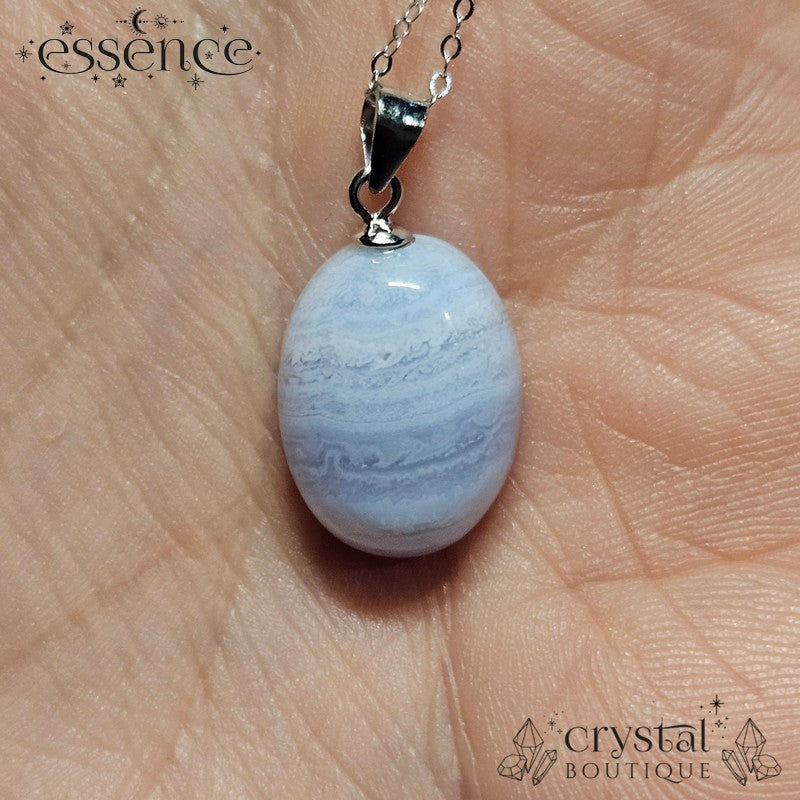 Blue Lace Agate Pendant & S925 Chain