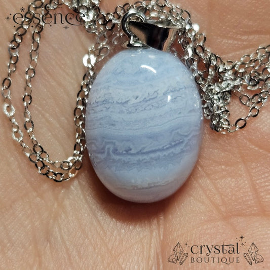 Blue Lace Agate Pendant & S925 Chain