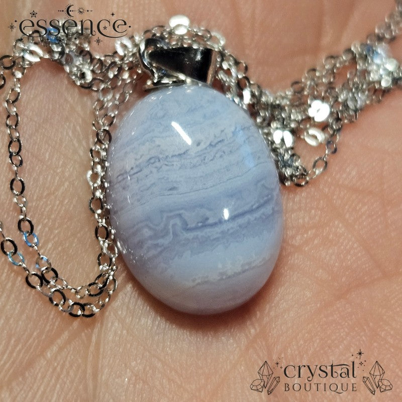 Blue Lace Agate Pendant & S925 Chain