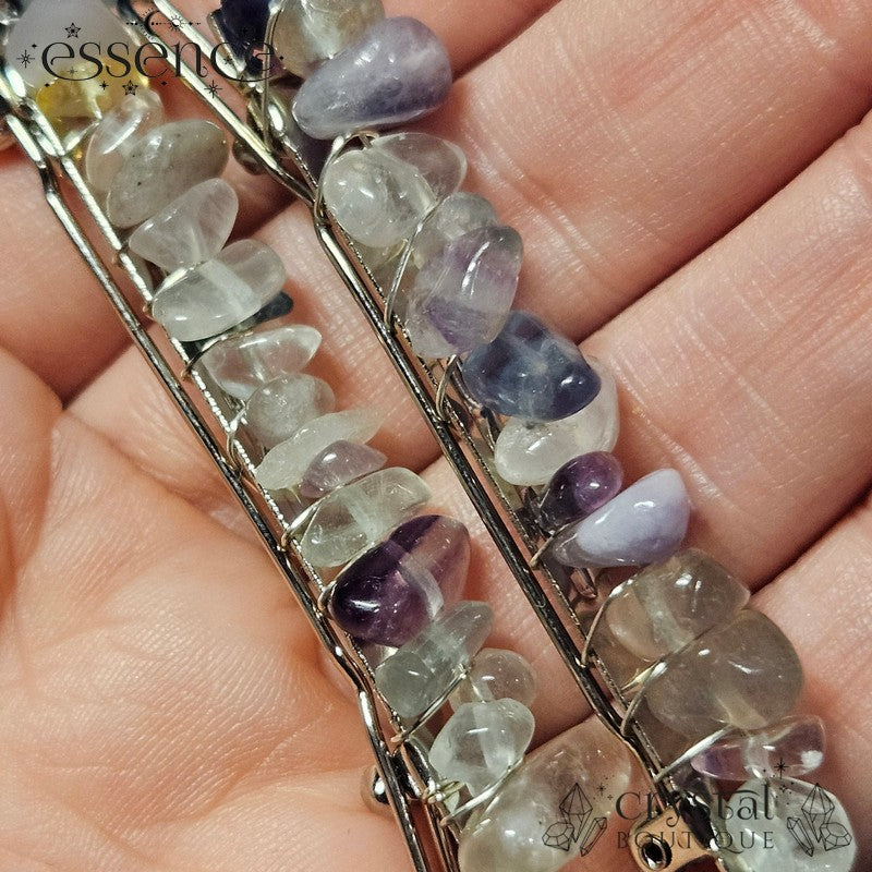 Rainbow Fluorite chip hair clips