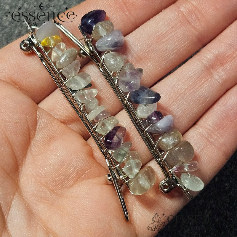 Rainbow Fluorite chip hair clips